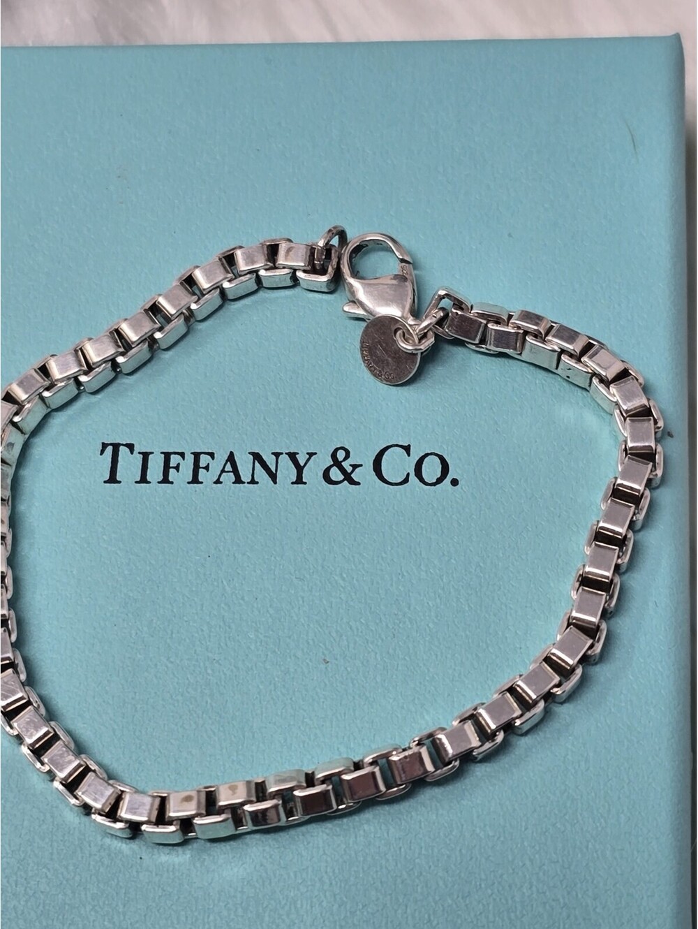 Tiffany & Co Venetian Box Link Bracelet 7.25" Sterling